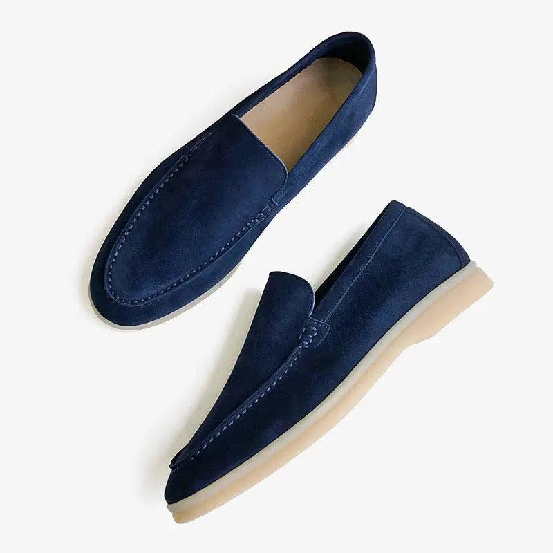 Luxury women navy blue loafers