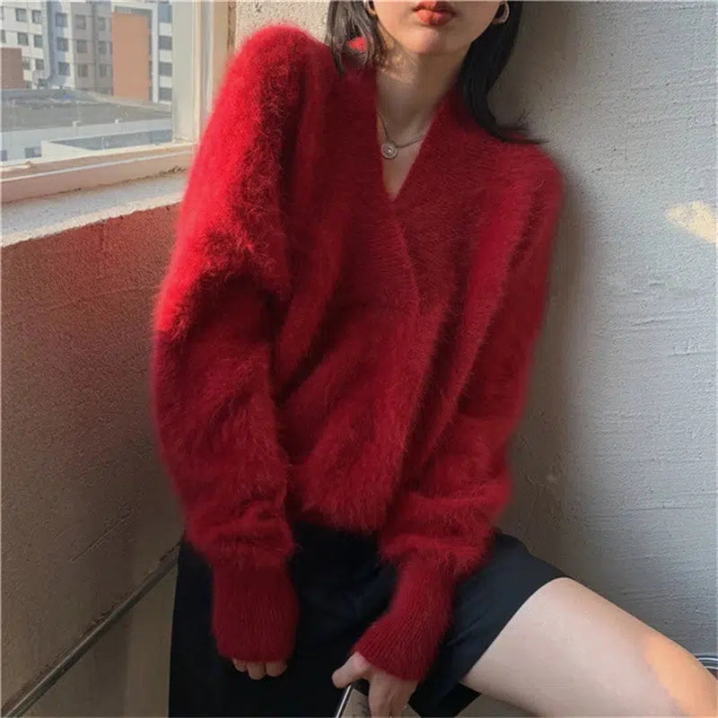 Red mohair sweater The Old Money - Main Image