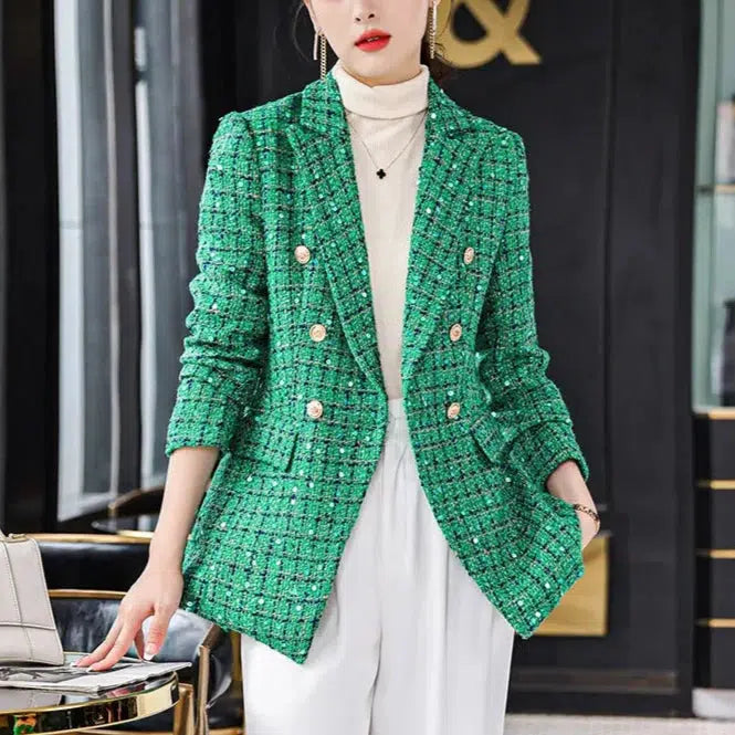 Veste tweed verte Le Old Money