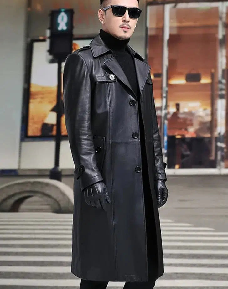 Leather trench coat | The Old Money