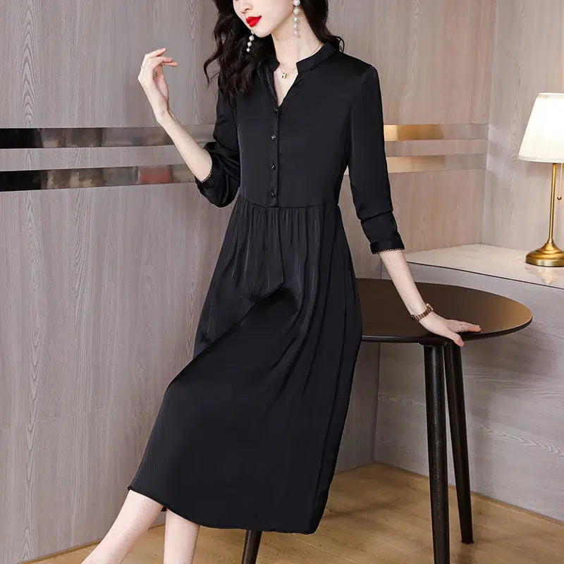 old money black dress Shirt Black Halo Graphic Print Green Floral Dress society grace Color:Marrón