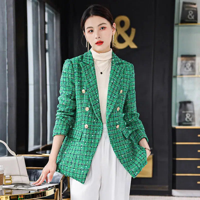 Veste En Tweed De Laine 100% Caldene - Taille 38 (14) - Violet Et Vert - Neuve Avec étiquette